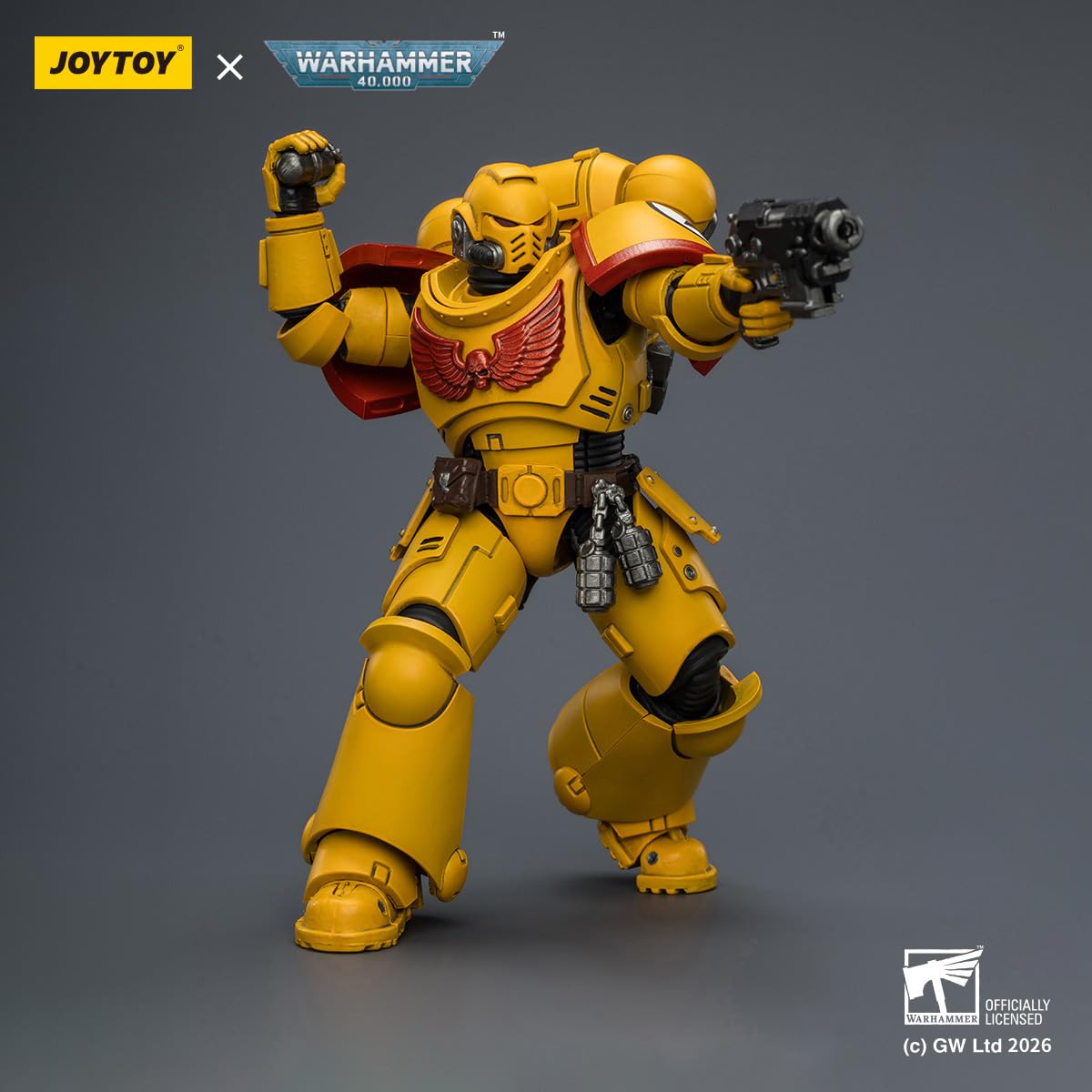 TOYVERSE JOYTOY Warhammer 40,000 Imperial Fists Intercessor con Pistola de Perno y Espada de Cadena, Escala 1/18, Figura de acción Modelo de Personaje a Partir de 15 años