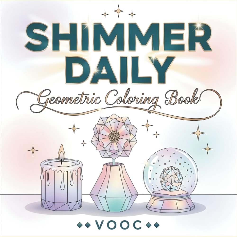 Shimmer Daily: Geometric Coloring Book - 40 Bold and Easy Designs with Everyday Objects as Crystal Gems for Adults Relaxation and Stress Relief (Breathe Easy Coloring for Stress Relief)