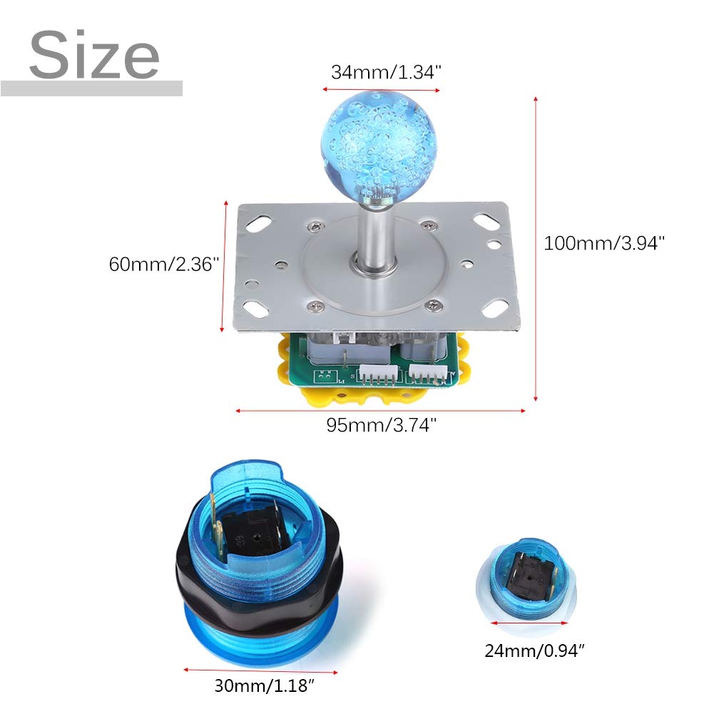 Zestaw joysticków do gier na PC, 20 przycisków do gier arkadowych z podświetleniem LED DIY 2 joysticki 2 zestaw kodera USB Zestaw części do gry do precyzyjnego sterowania