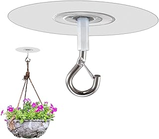 Lot de 3 crochets de plafond autocollants avec sécurité sans perçage, crochets de plafond lourds, crochets adhésifs extra puissants pour pots de fleurs, crochets de plafond avec sécurité pour ,