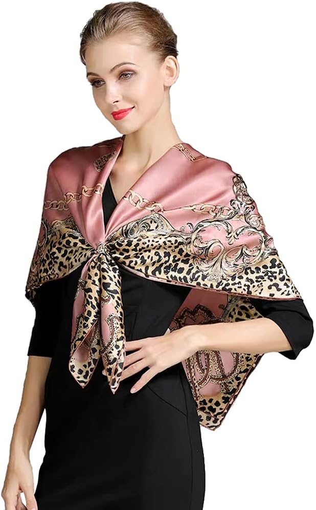ANDANTINO 100% Silk Scarf 43" Large Square Lightweight Headscarf& Shawl–Women Hair Wraps-With Gift Packed