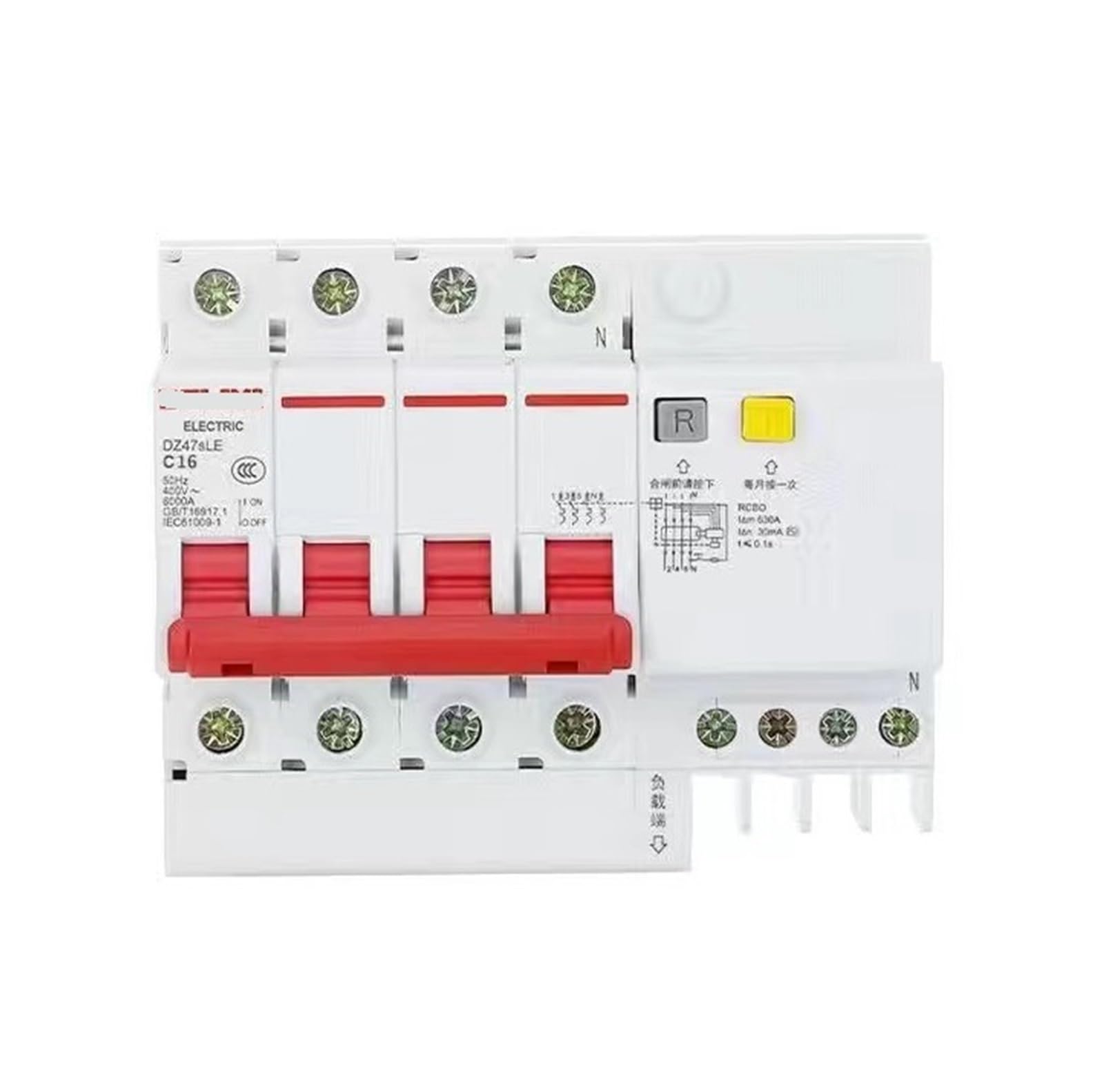 VSPPJYFG Leakage Protection Circuit Breaker 4P air Switch with Leakage Protection 32A 20A 40A 63A(DZ47SLE4PC16A)