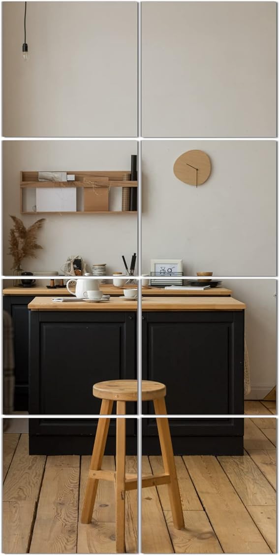 Wall Mirror Full Length (Glass, 10''x10''x 8PCS), Large