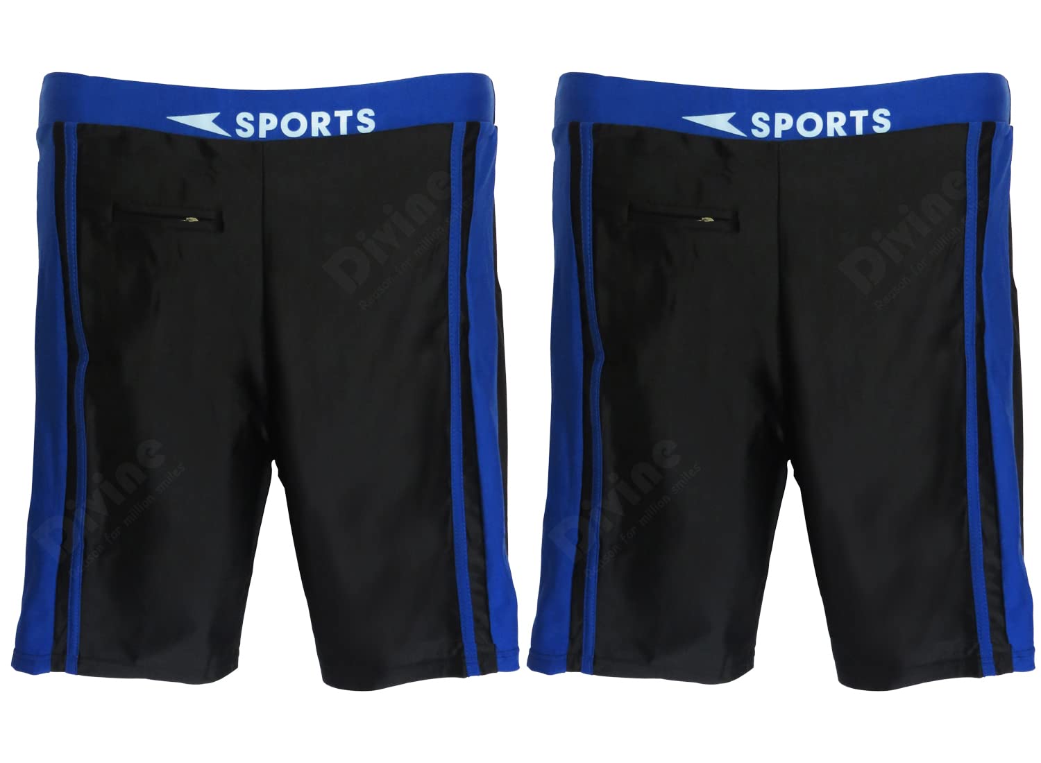 D DIVINE Reason for million smiles Men's Nylon Spandex Swimming Shorts Sportswear Tights with Zipper Pocket for Gym, Swimming, Recreation, Yoga, Cycling (Pack of 2 - Black - XL)