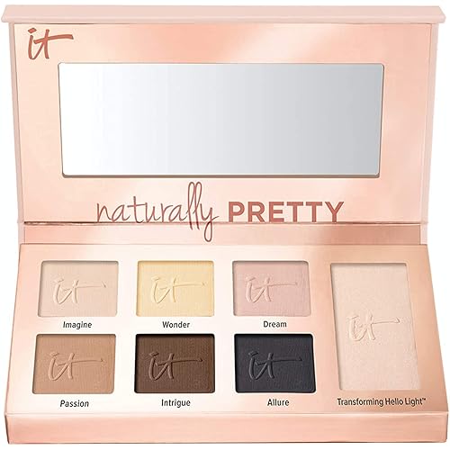 IT Cosmetics Naturally Pretty Essentials - Luxe Eyeshadow Palette - Travel Size - 6 Matte Shades & 1 Transforming Satin Shade - With Anti-Aging Hydrolyzed Collagen, Silk & Peptides - 0.092 oz