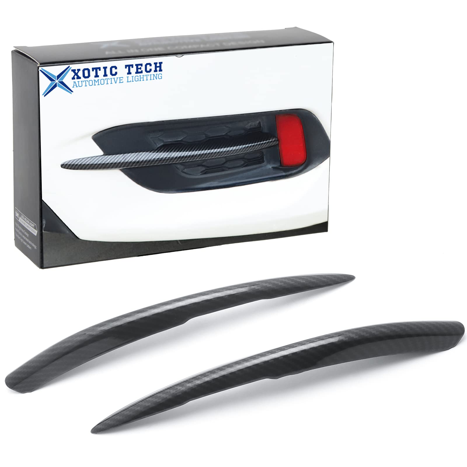 Xotic Tech Rear Fog Bumper Reflector Insert Cover Trim Carbon Fiber Pattern, Compatible with Honda Civic 10th Gen Sedan