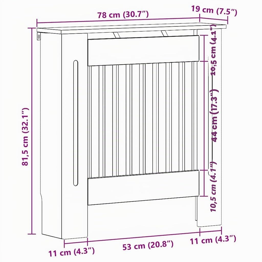 vidaXL Cubierta de Radiador Roble Artesanal 78 x 19 x 81,5 cm, Cubierta Moderna Rectangular para radiador, decoración del hogar, Resistencia al Calor, diseño de Madera, Seguridad Infantil