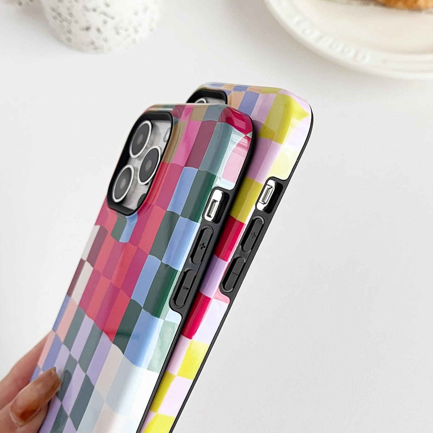 Compatible with iPhone 13/14 Case,Cute Colorful Checkered Case with Slim Soft TPU and Shockproof Hard PC Protective Covers for Women/Men Designed for iPhone 13/14 (Colorful 2) - Image 7