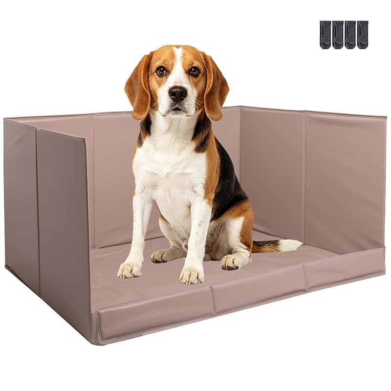 Caixa de Areia para Cães com Bandeja Porta Tapete Higiênico e Paredes Altas Bencacawinstyle, Cinza-claro, 40,64 x 30,48 x 5,08 cm
