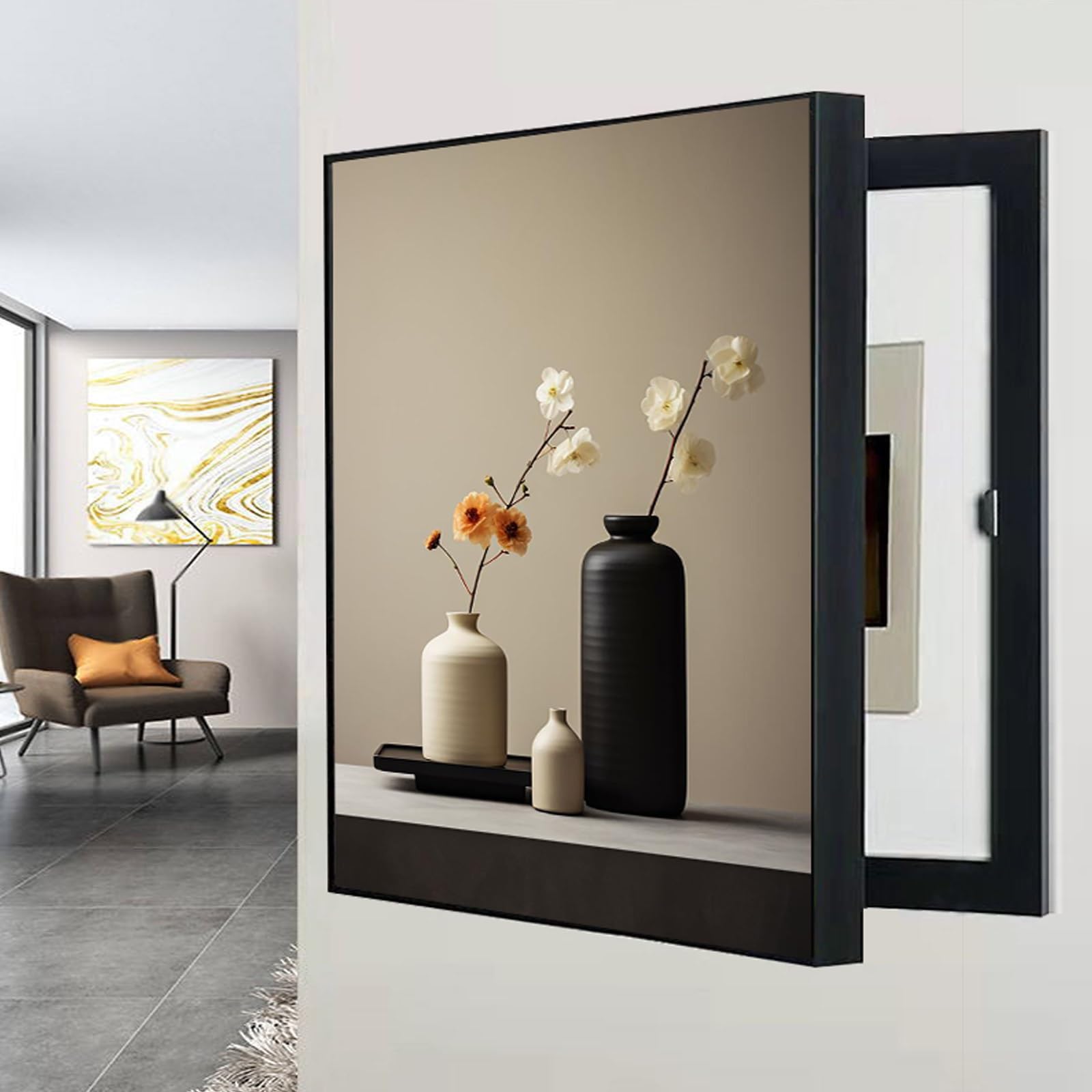 Breaker Box Cover - Decorative Wall Electrical Panel Cover for Living Room and Home Office