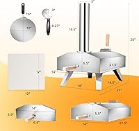 Vista 6 de Kukoofyer Kit de horno de pizza para exteriores de 12 pulgadas, horno de pizza portátil de leña, estufa de pizza de pellets, máquina de pizza