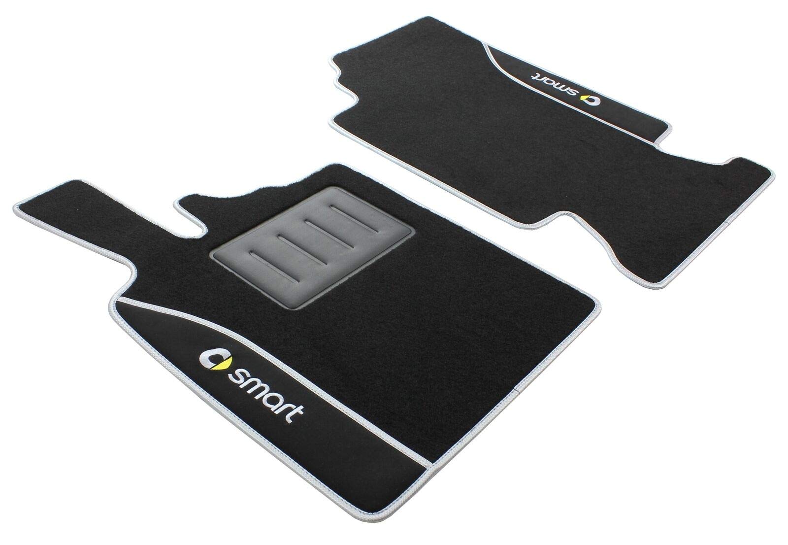 Il Tappeto Auto Fußmatten für Smart ForTwo W451, Baujahr 2007-2014, bunt bestickt ND silber / schwarz
