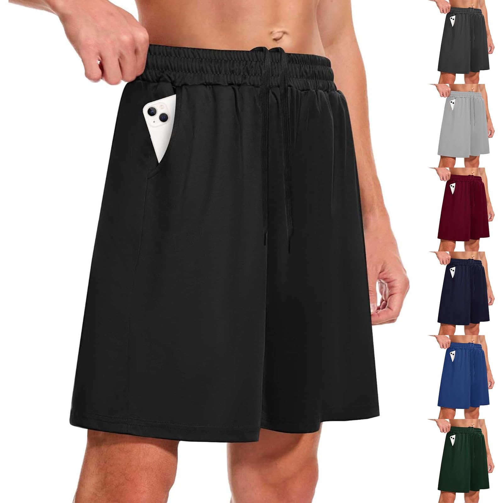 Mens Workout Gym Shorts Quick Dry Lightweight Drawstring Elastic Waist Athletic Running Training Shorts with Pockets