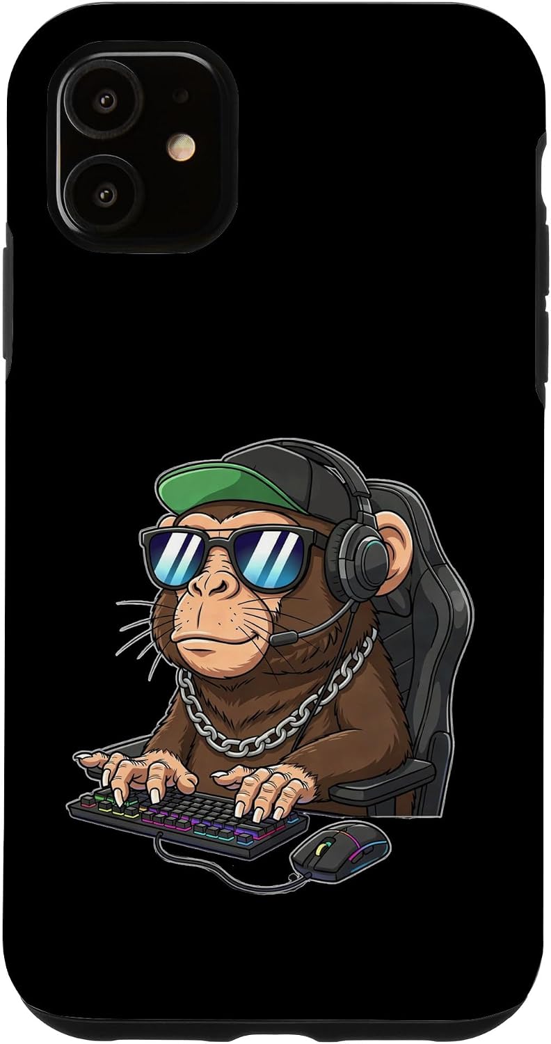 Monkey Gamer Funny Gaming Monkeys Play Video Game Lover Case for iPhone 11