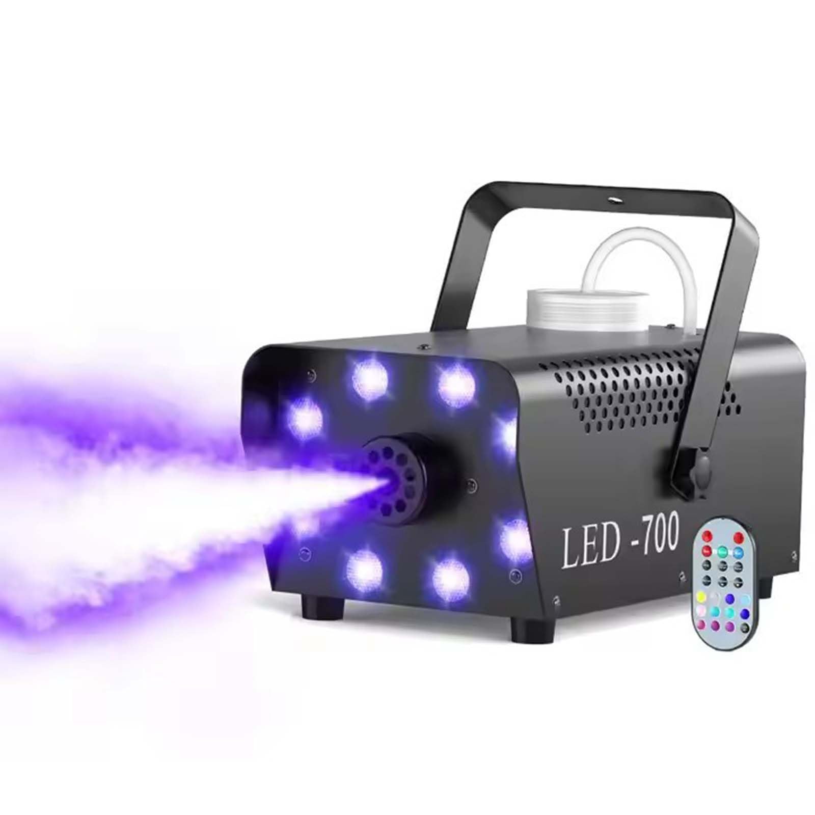Wytwornica Dymu, Mini Wytwornica Dymu 700 W Z 8 Diodami Led Rgb I 14 Kolorowymi Efektami Świetlnymi Led, Automatyczny Cykl Dymu 3,5 M Na Imprezę Halloween, Efekt Sceniczny Weselny