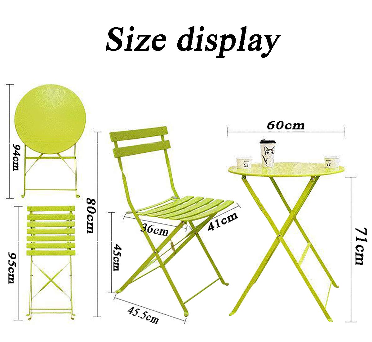 Zestawy mebli ogrodowych 2-osobowy składany stół i krzesła 3 sztuki, składany, odporny na warunki atmosferyczne, wodoodporny, na balkon, ogród, patio, biały