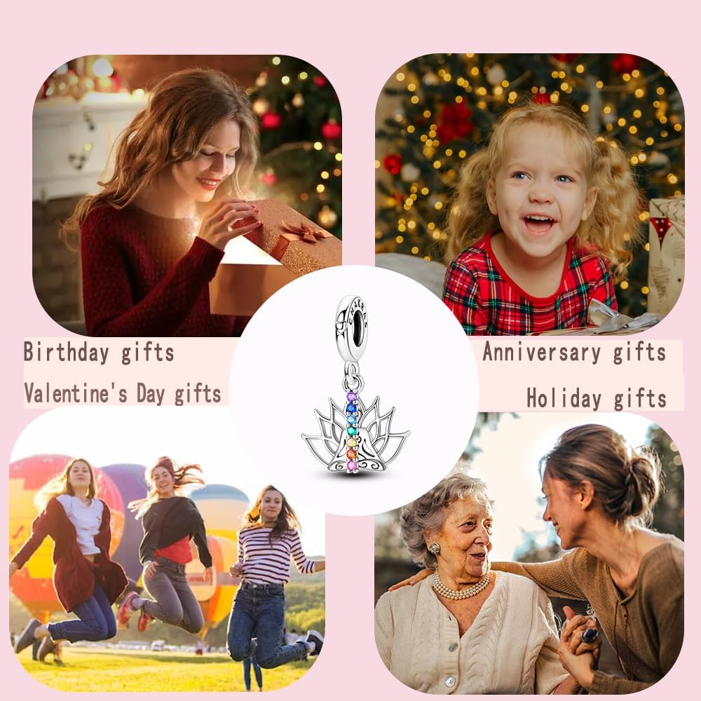 LNQOBU 925 Sterling Silver Charms for Bracelets Dangle Pendant fit Pandora Bracelets or Necklaces Jewelry Woman Gift Beads Charm (With one Spacer Beads) - Image 6