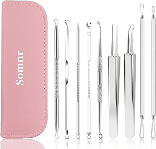Somnr Blackhead Remover Tool 9 Pcs Black Head Tool Remove Pimple Popping Kit Black Head Remover Milia Removal Tool Black Head Blackhead Extractor Comedone Extractor Pimple Popper Tool Kit for Skincare