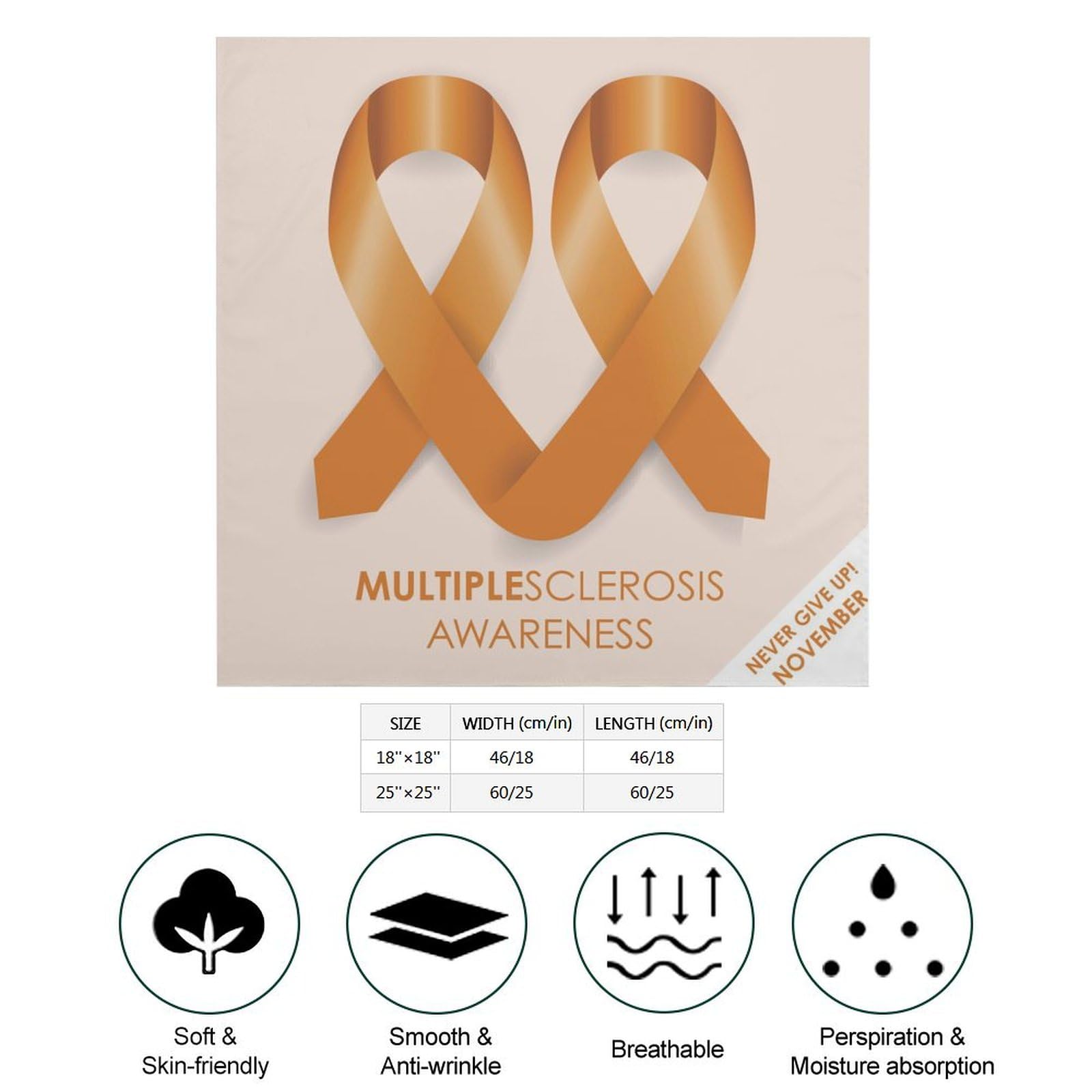 Csemeie Multiple Sclerosis Awareness March Month 2023 Bandana Hair Scarf Headband Adjustable Neckerchief for Men Women Decor