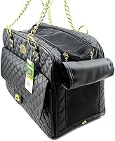 Vista 5 de B-JOY Nuevo bolso de perro para perro, bolso de mano para mascotas, con asas de doble cadena, color negro