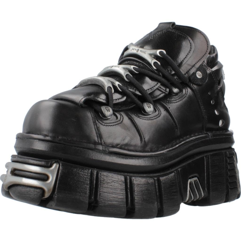 Amazon.com: New Rock - Metallic Urban Black Shoes M.106-S112