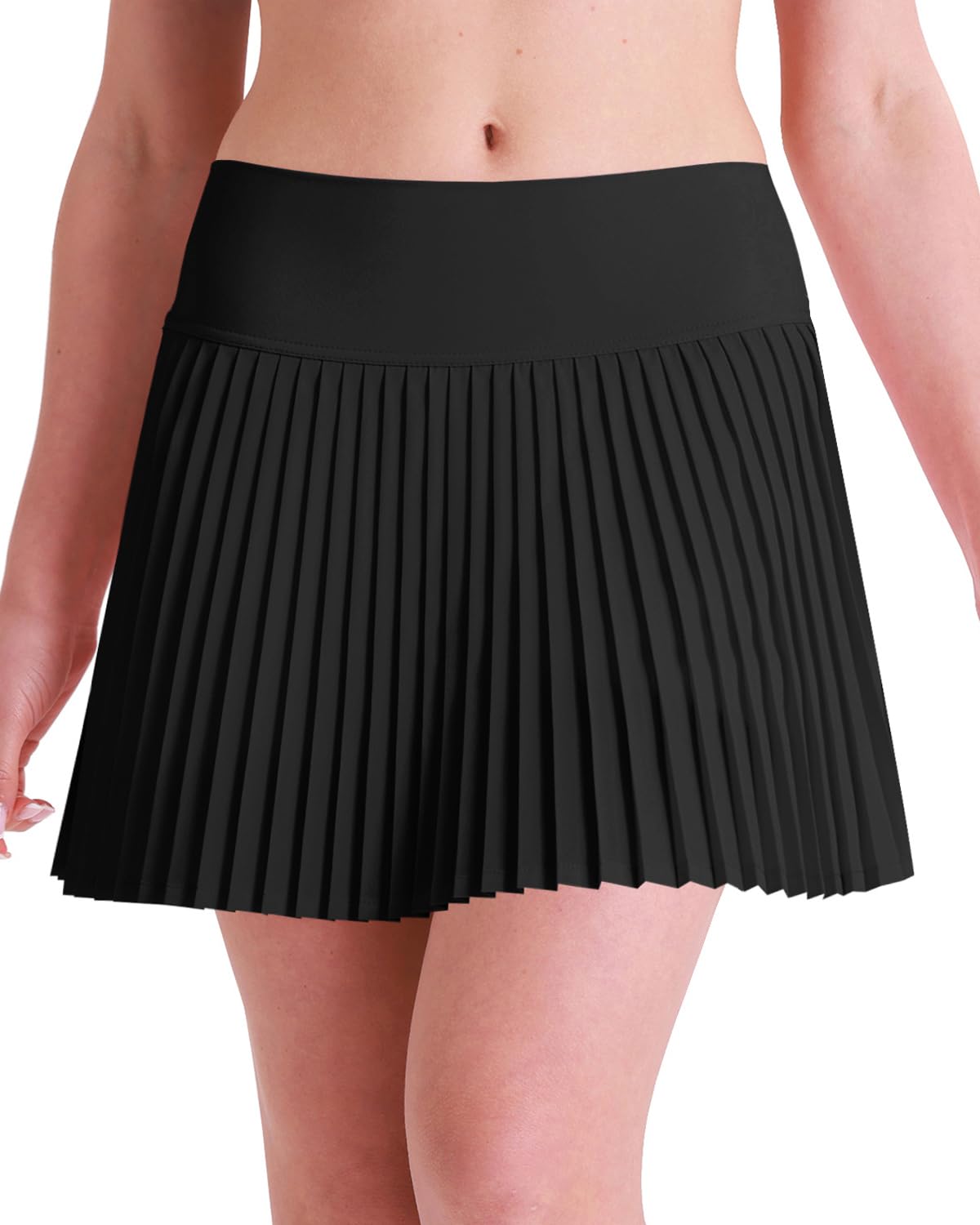 Lommishop Women's High-Waisted Pleated Tennis Skirt with Shorts and Pockets: Lightweight Athletic Golf Skorts
