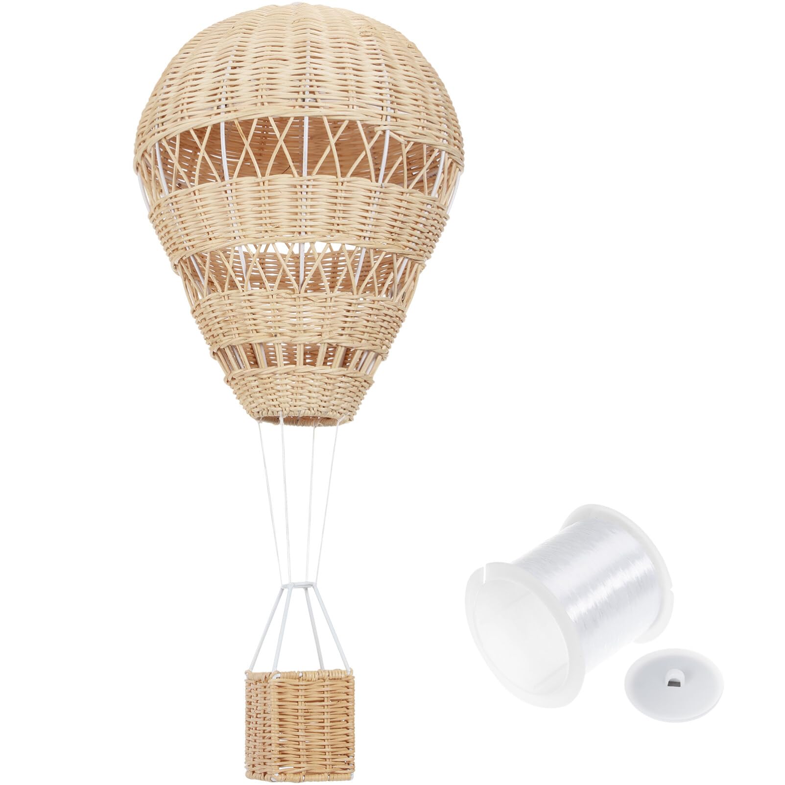 AmosfunRattan Woven Pendant Woven Hot Air Balloon Rattan Floating The Skies Decoration Photo Prop for Nursery Room Decor Christmas New Year Gift Air Balloon