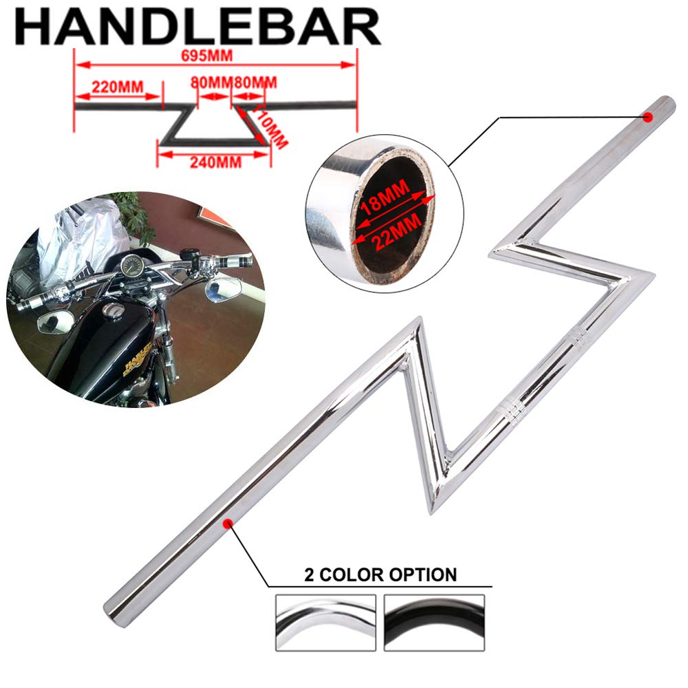 Buy Motorcycle 7/8" inch Drag Handlebar Z Bar Chrome Universal 22mm