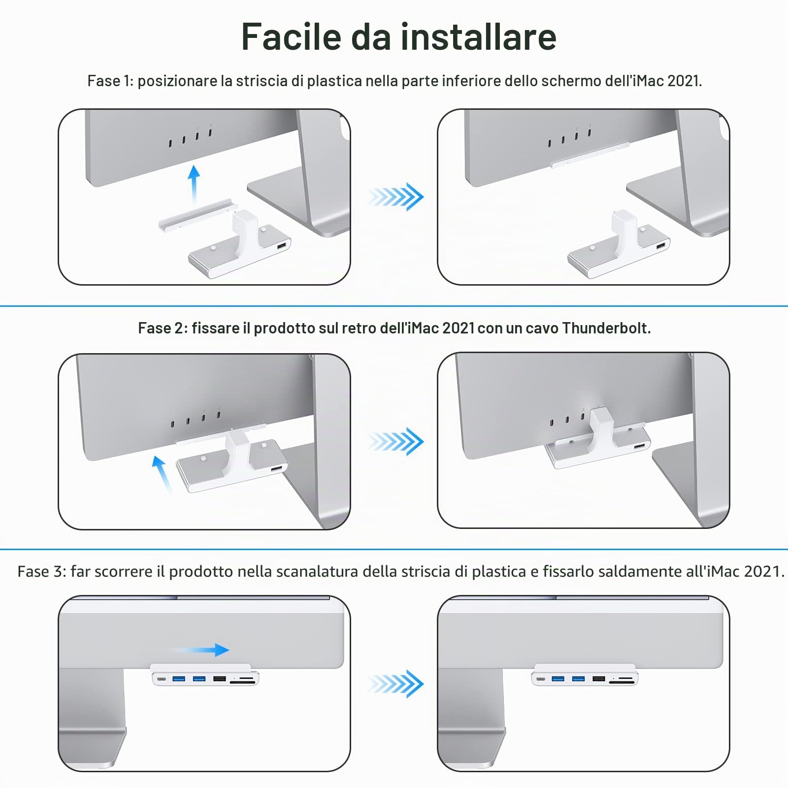 Hub USB C 7 in 1 per iMac M1/M3/M4 – USB 3.0 5 Gbps, lettore di schede SD/TF, docking station per iMac 24 pollici (M1/M3/M4)