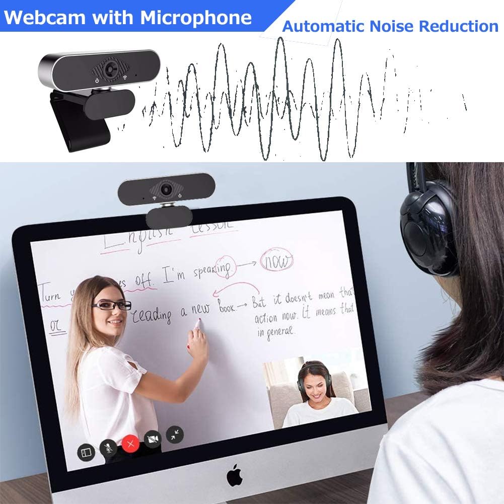 Webcam HHGAOKO, Web Cameras for Computers, HD 1080P Webcam with Microphone, PC Camera Plug and Play USB, Video Call Available for Desktop OR Laptop