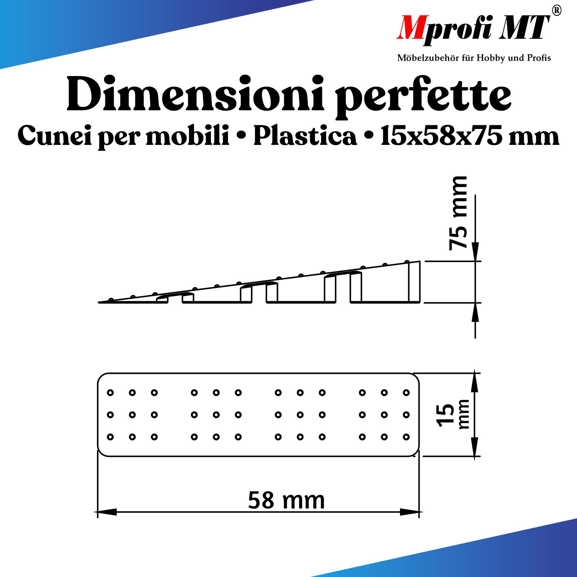 Mprofi MT Cunei per Mobili in Plastica Bianco 100 Pezzi Distanziatori Livellatori Spessori Regolazione