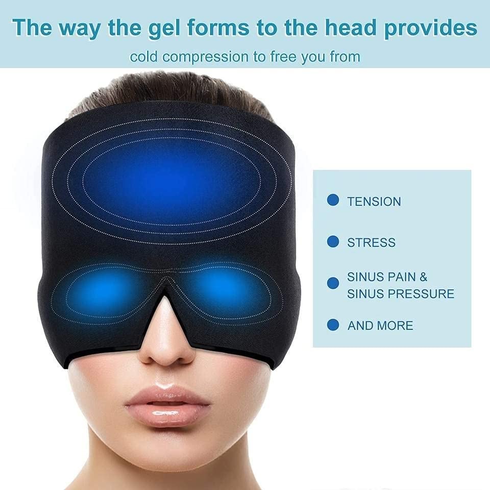 MVM Enterprise(1 pc) Reusable Gel Migraine Ice Cap Headache Relief Hat, Migraine Relief Gel Cap Hat Cool Ice Pack Eye Mask Migraine Cap Hat Gel Ice Headache and Migraine Relief Cap Wrap 3
