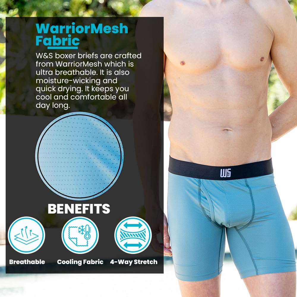 Warriors & Scholars Chafe Safe Pouch Mesh Boxer Briefs For Men Pack Of 6, Soft, Breathable, Moisture-Wicking Mens Underwear - Image 3