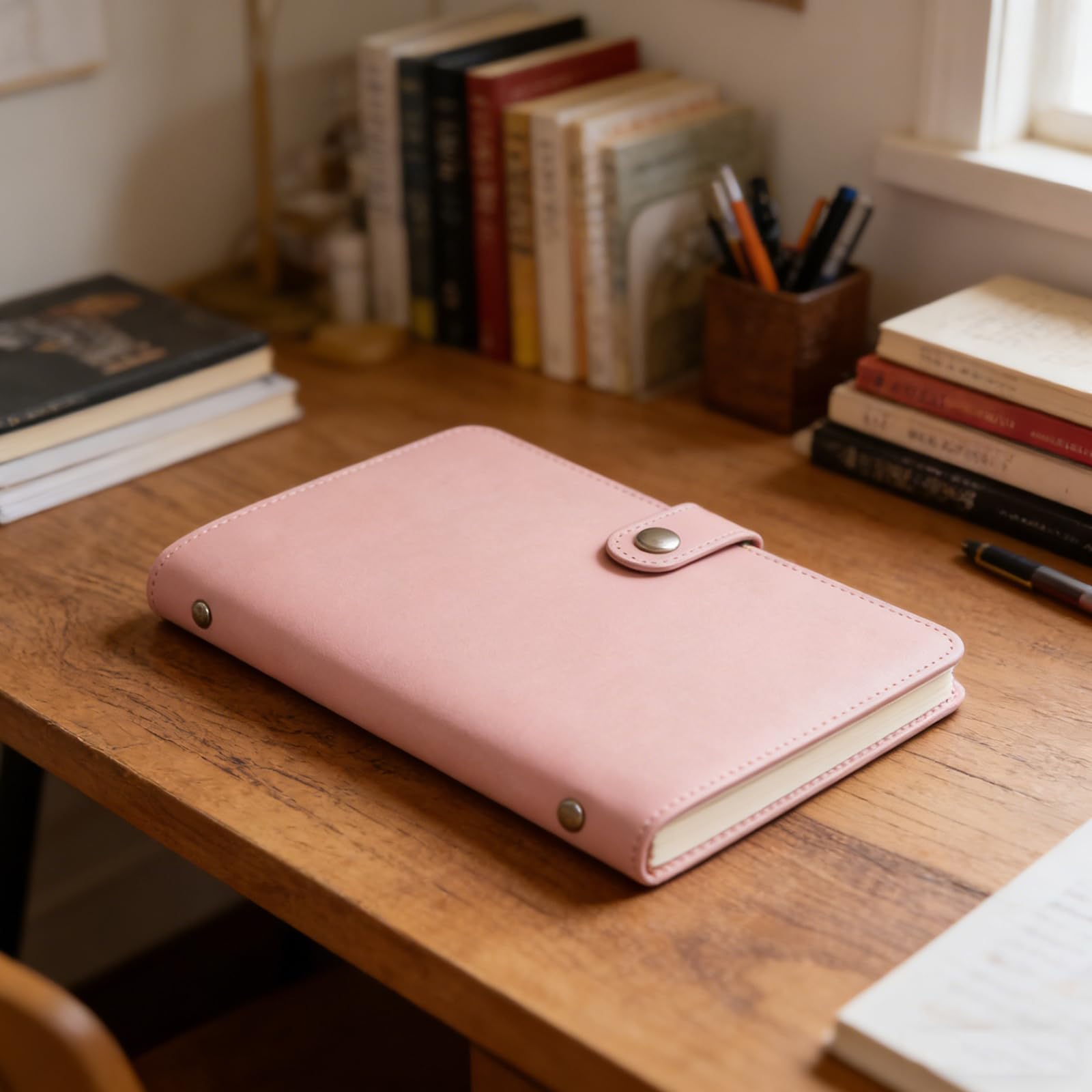 Geldspar-Brieftasche, 100 Umschläge, Spar-Brieftasche, Geldhüllen zum Sparen, Notizbuch und Ordner, 50 Seiten mit 100 Umschlägen, für Büros, Zuhause und Paare (Rosa)