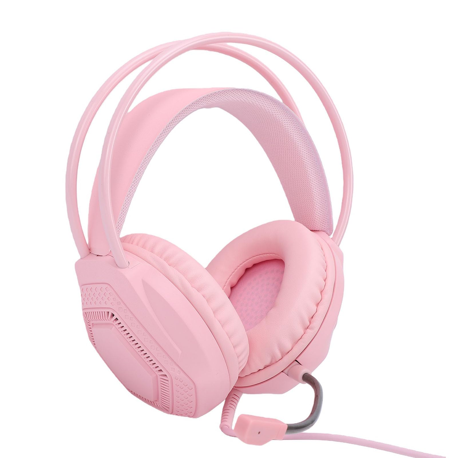 Casque de jeu filaire 3,5 mm 7.1 son surround RVB avec microphone antibruit, pilote de 50 mm, coussinets d'oreille en mousse à mémoire de forme pour PC Switch (rose)