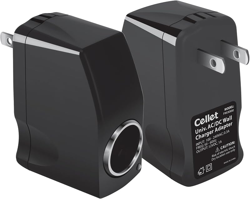 Cellet AC to DC 12V Output Converter. AC/DC Power 110V- 120V AC to 12V DC Car Cigarette Lighter Power Converter. AC to DC Female Adapter (Not for Air-Pump, Compressor, Vacuum Cleaner)