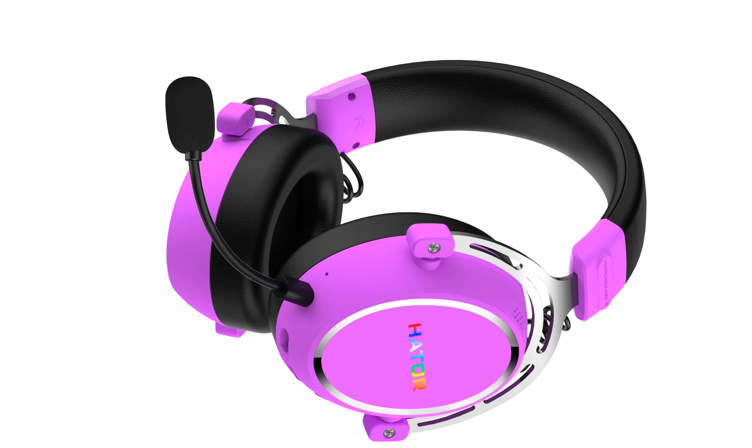 HATOR Hypergang 3 - Auriculares inalámbricos para videojuegos, audio Hi-Res, Híbrido ANC, batería 45h, audio espacial, Bluetooth y 2,4 GHz, micrófono extraíble, RGB, seguimiento de cabeza, aplicación