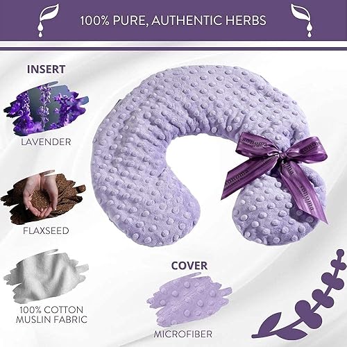 Miniatura 9 de Sonoma Lavender Almohada de cuello calentablerefrigerable de eucaliptolavanda de lujo, apta para microondas para cuello y hombros con fundas