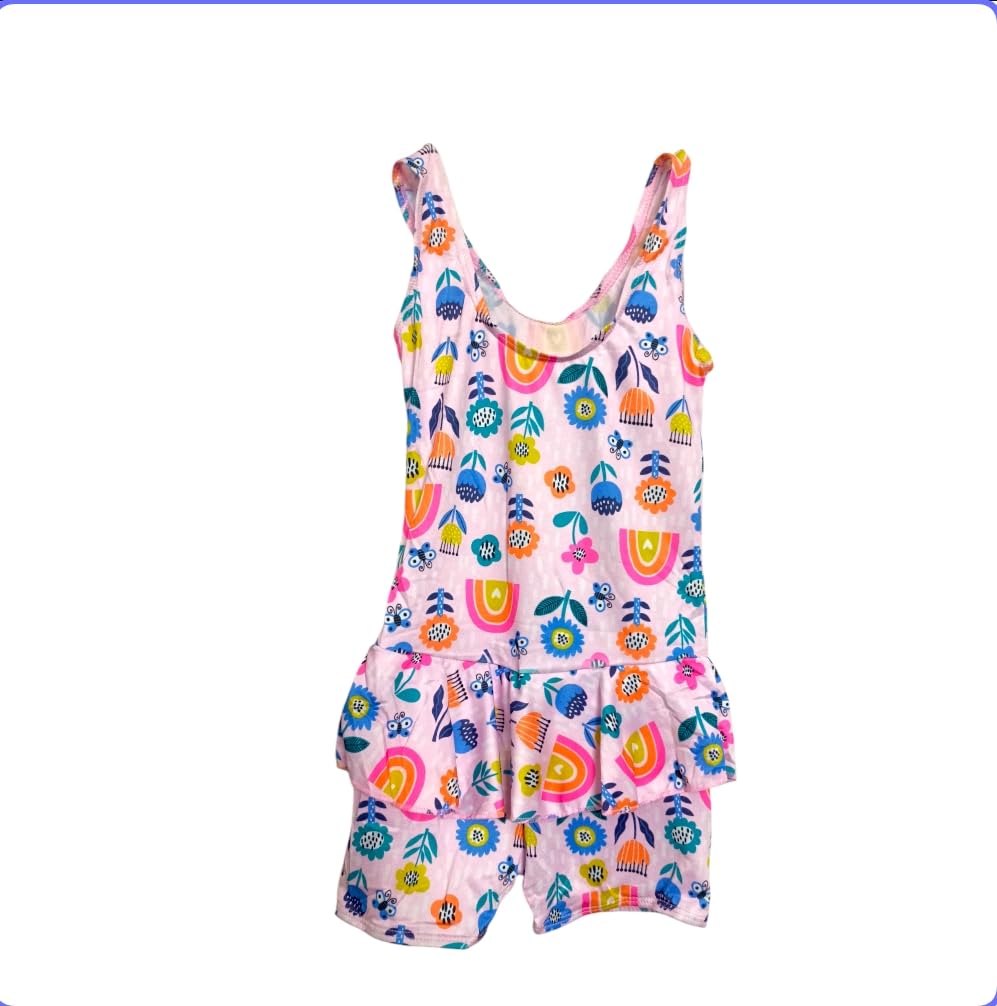 THE MORNING PLAY Girls Swimming Costume for Girls Set with Cap and Goggles, Multi-Colour, Ages 2-11 Years (in, Age, 2 Years, 3 Years, Regular, Pink) 2