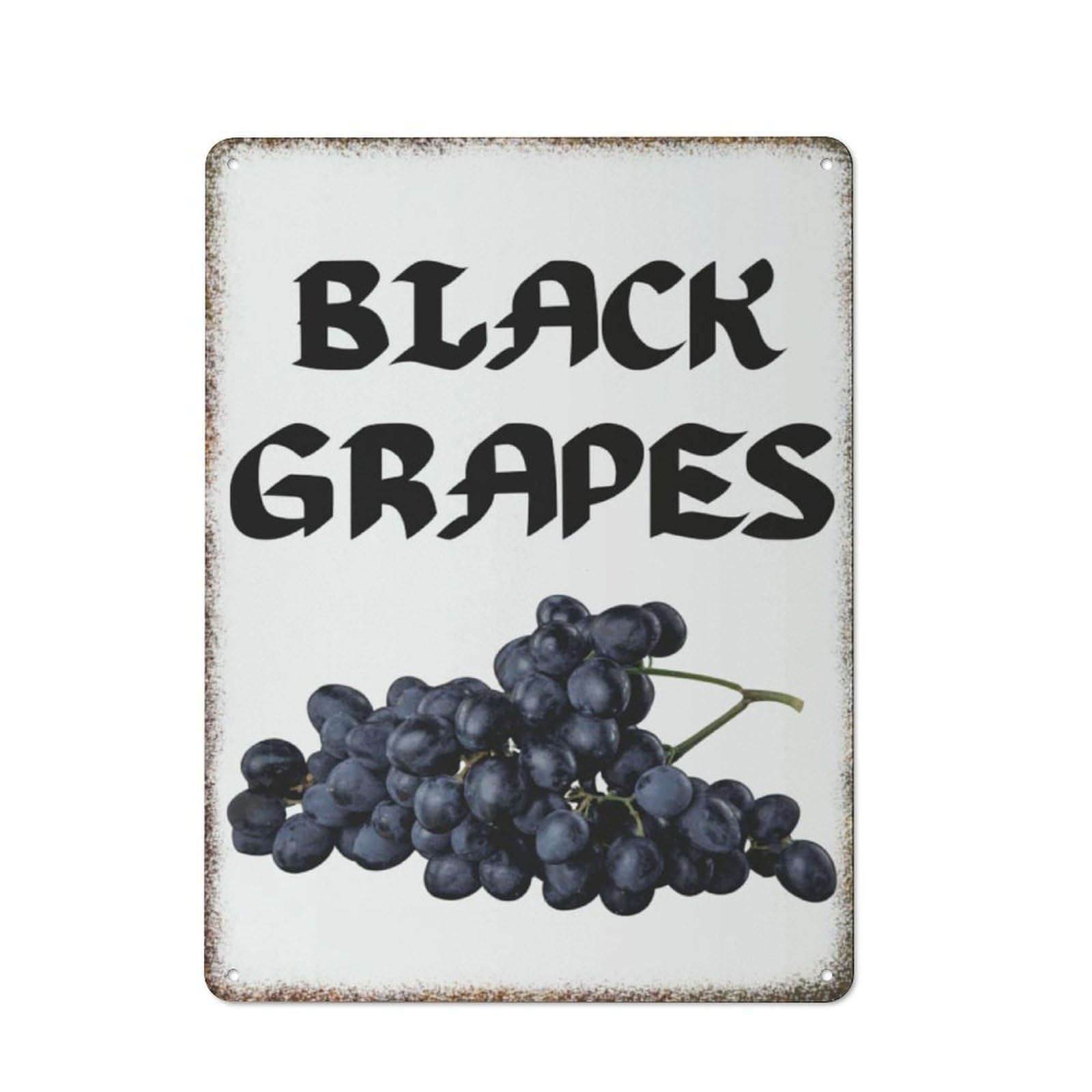 Black Grapes Fruit Kitchen Kindergarten Retro Embossed Wall Decor Sign 8x12 inch