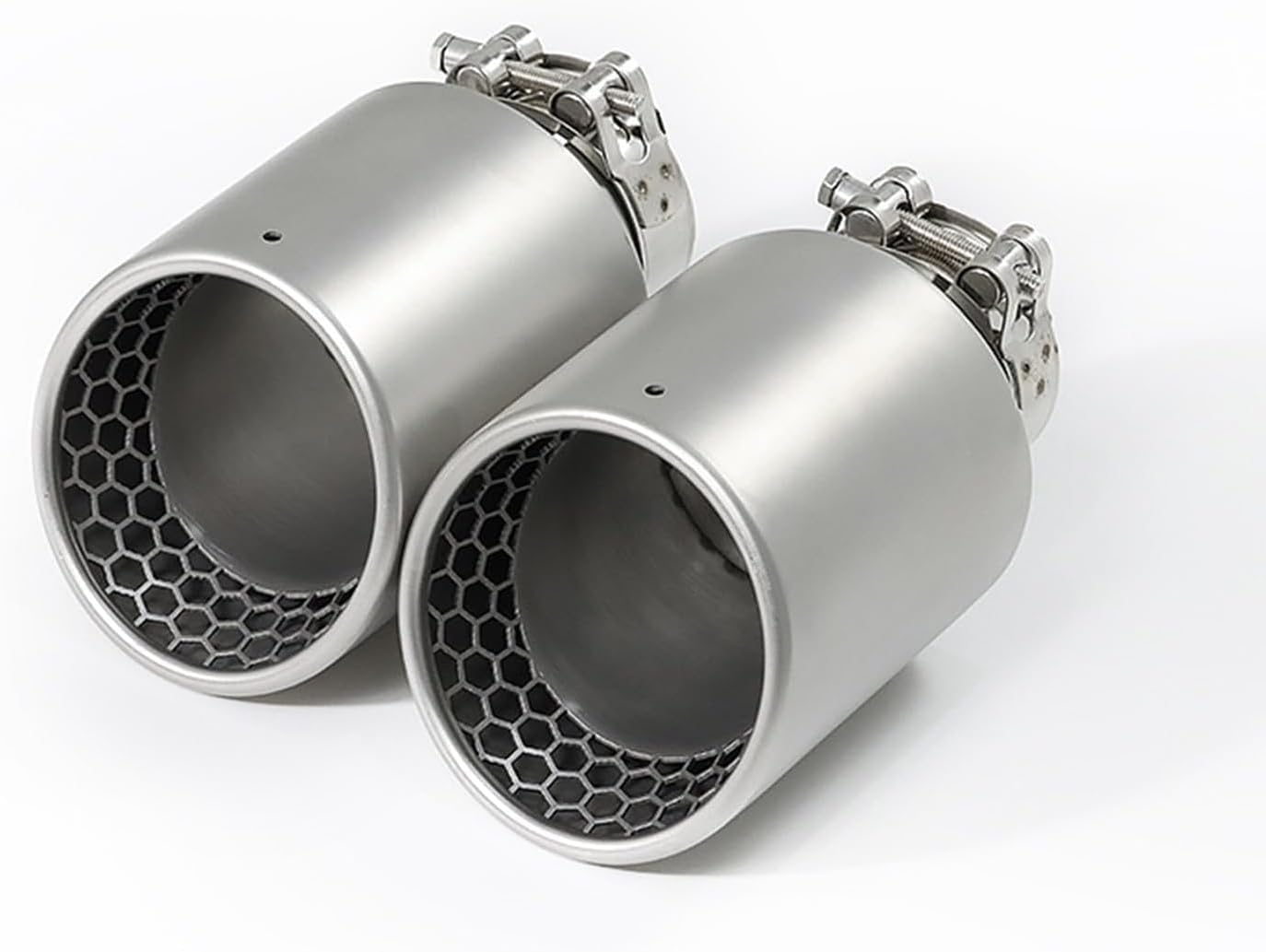 Vechkom 2.5"Inlet 3.5"Outlet 6.5''Length Exhaust Tip Stainless Steel Frosted Tail Throat with Mesh