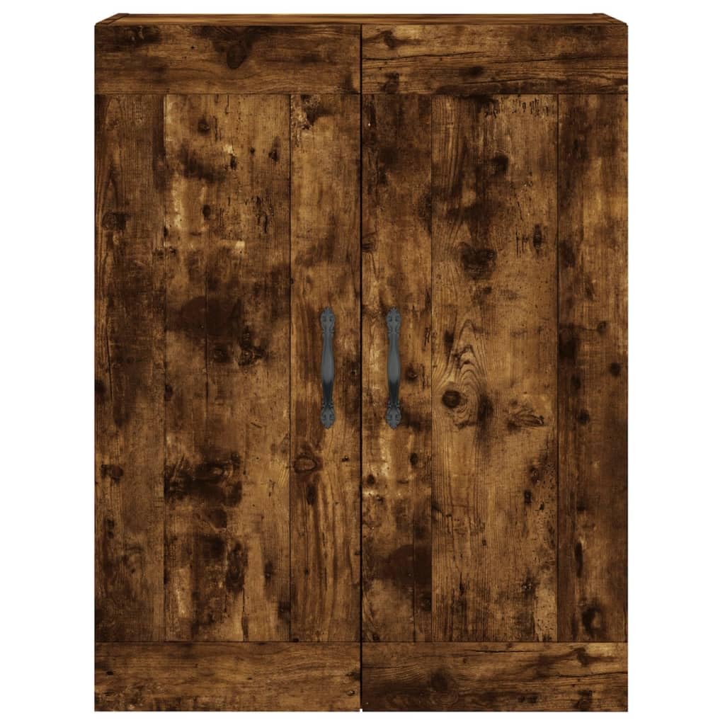 Armadietto alto di alta qualità in rovere affumicato, 69,5 x 34 x 180 cm, in legno con molto spazio, pratiche ante e piedini in metallo, ideale per soggiorno, sala da pranzo, corridoio