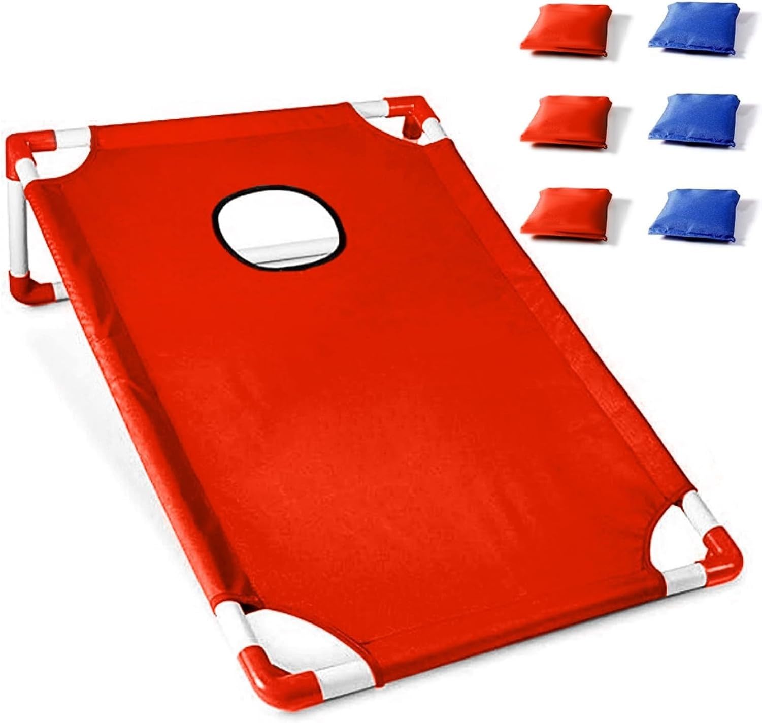 Juego de Cornhole Portátil con Tablero y 6 Sacas de Frijoles para Exterior y Fiesta, Red