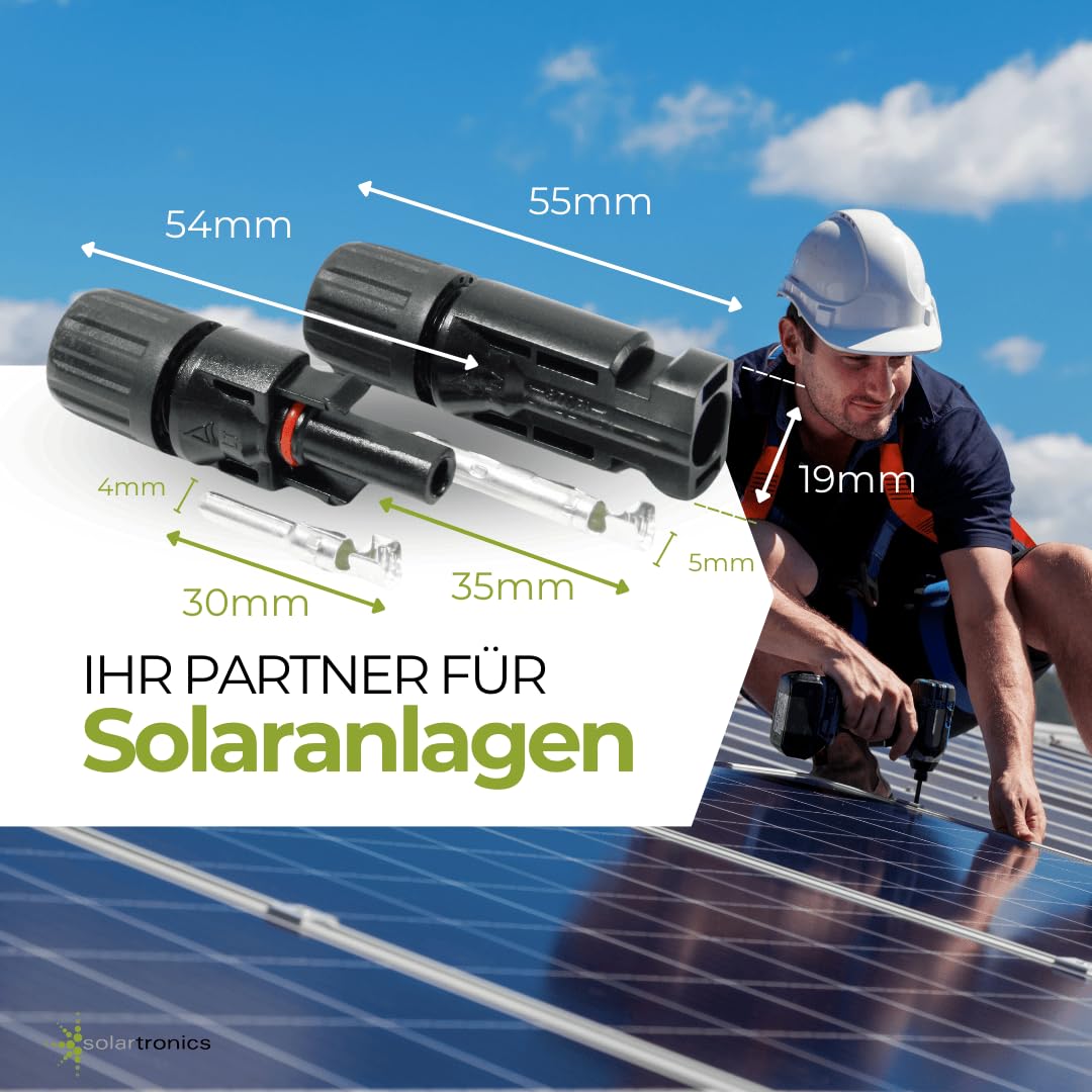 SOLARTRONICS Lot de 50 paires de connecteurs solaires mâle/femelle - Connecteurs de câble de panneau solaire IP67 étanches - Fiche PV compatible avec MC4 - Connecteur pour câble solaire de 4 mm² à 6