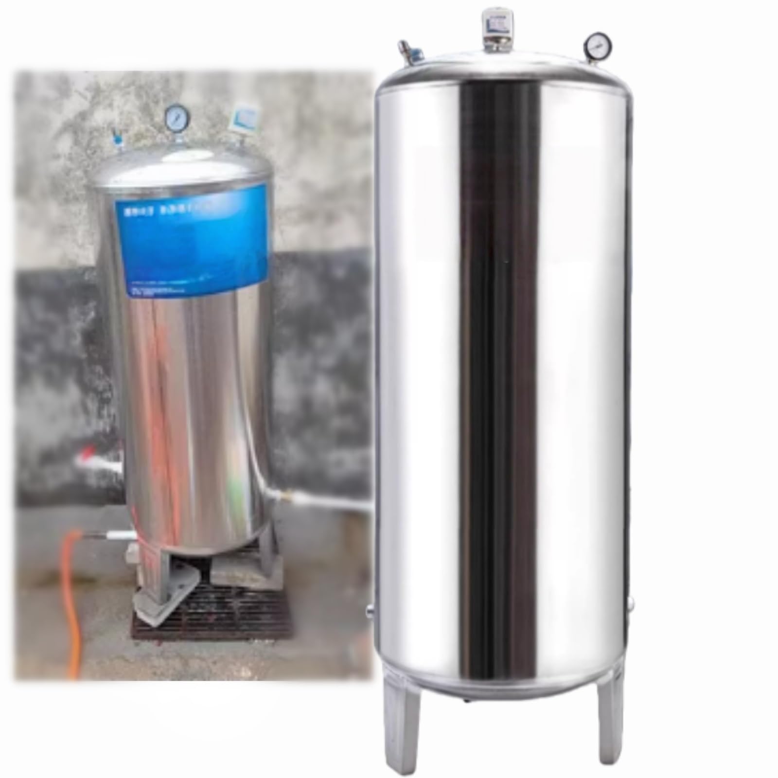 Vertikaler Vollautomatischer Druckbehälter,Druckbehälter Aus Edelstahl 304,geeignet Für Die Wasserversorgung In Haushalten,in Der Landwirtschaft Und In Der Industrie(160L/42.2Gal)