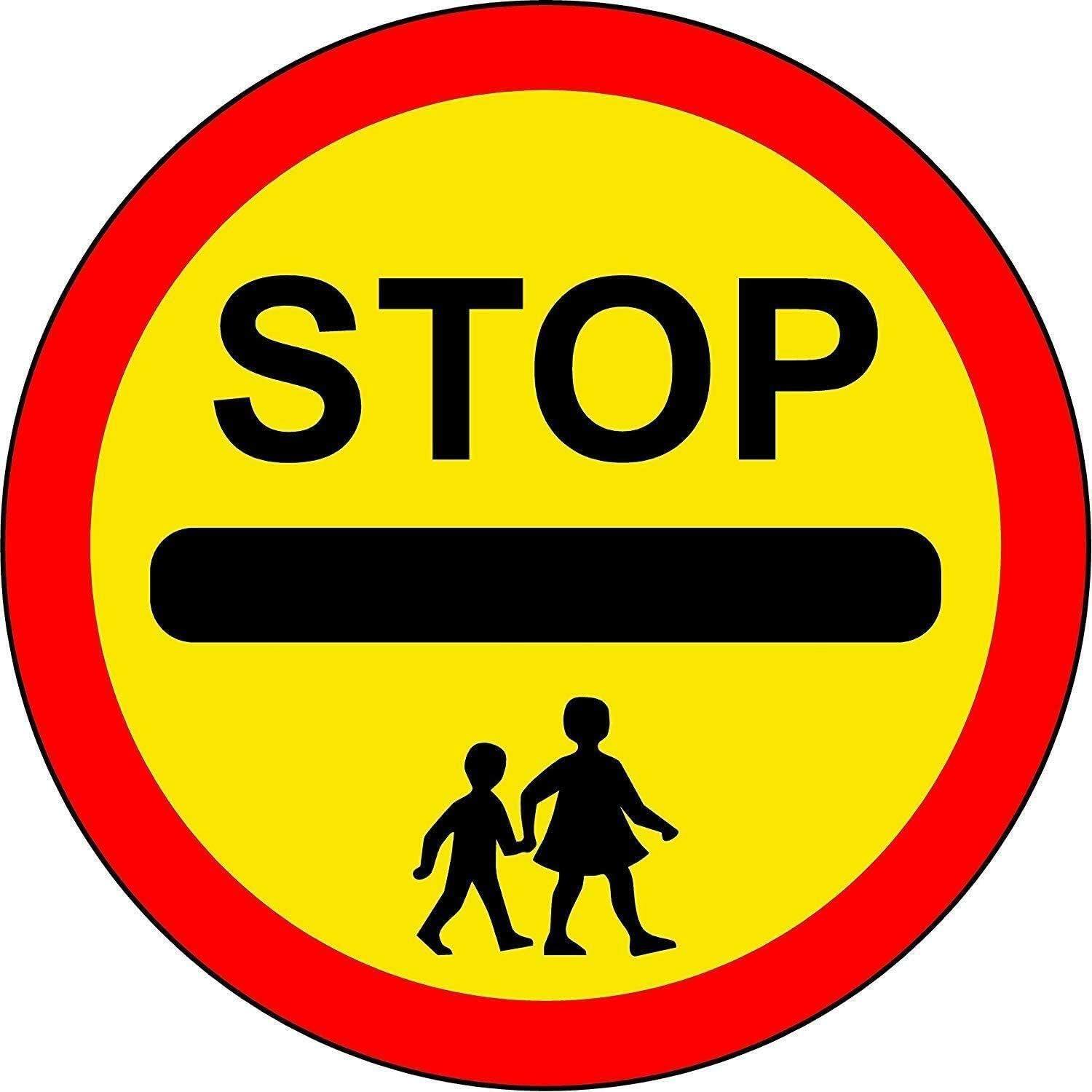 Biopracess Stop Children Safety Sign Funny Metal Sign Crossing Traffic Novelty Square Sign 12x12 inch