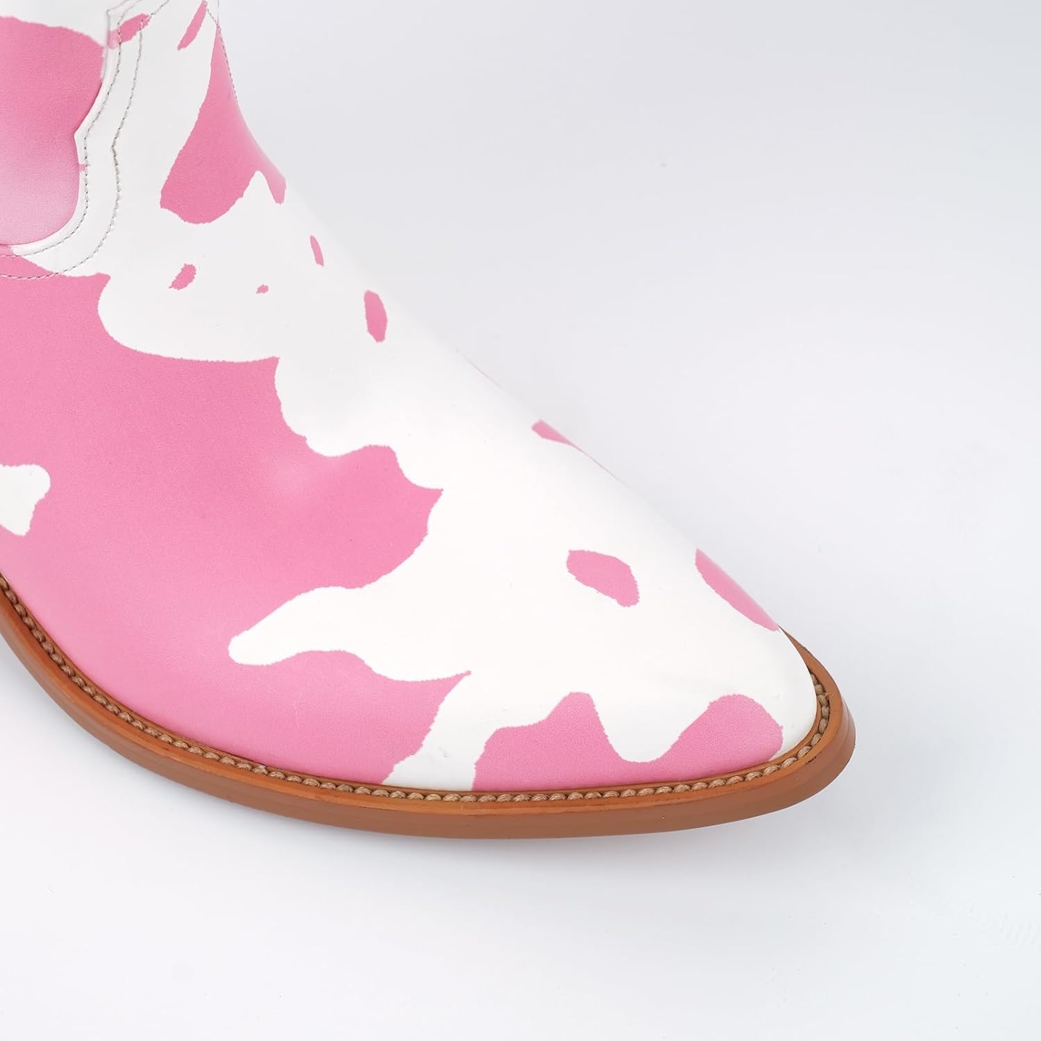 Richealnana Women's Western Cow Print Pull On Cowgirl Knee High Boots Block Heel Booties