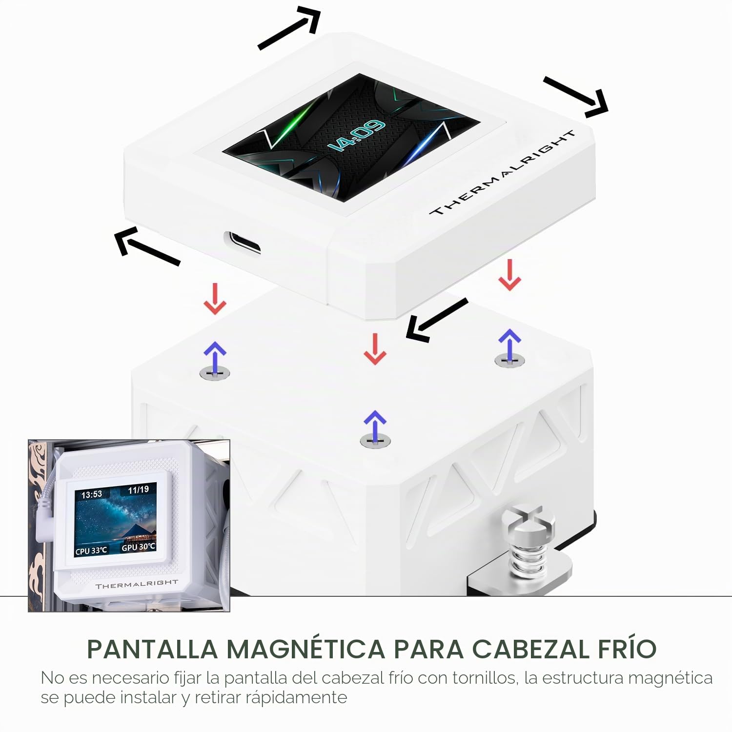 TR Thermalright FW360 SE White ARGB Liquid CPU Kühler, pantalla LCD IPS de 2 pulgadas con resolución de 320x240, magnético, tema de pantalla DIY, para AM4/AM5, LGA1851/1700/115x