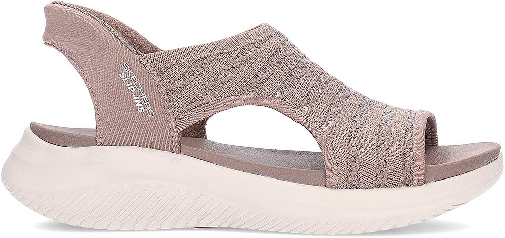 Skechers Women's Ultra Flex 3.0-Sun Warmth Hands Free Slip-ins Sandal, Mocha, 4 UK