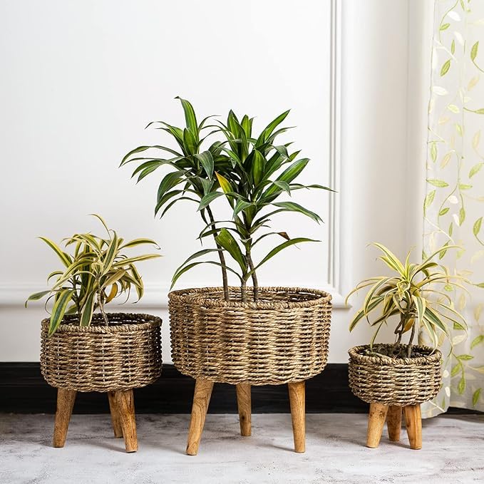 TrustBasket Jute Planters Set of 3 β Stylish Jute Planters for Indoor Plants, Decorative Cane Planters, Jute Pot Covers, Grove Planters for Home Decor, Big Size, Perfect for Plant Enthusiasts 4